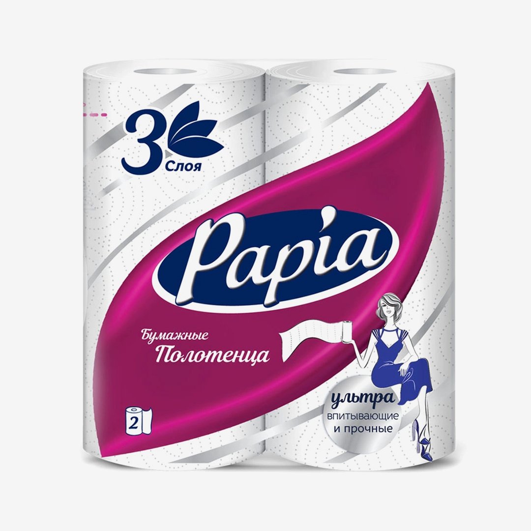 Полотенца Papia бумажные 3 слоя 2 шт